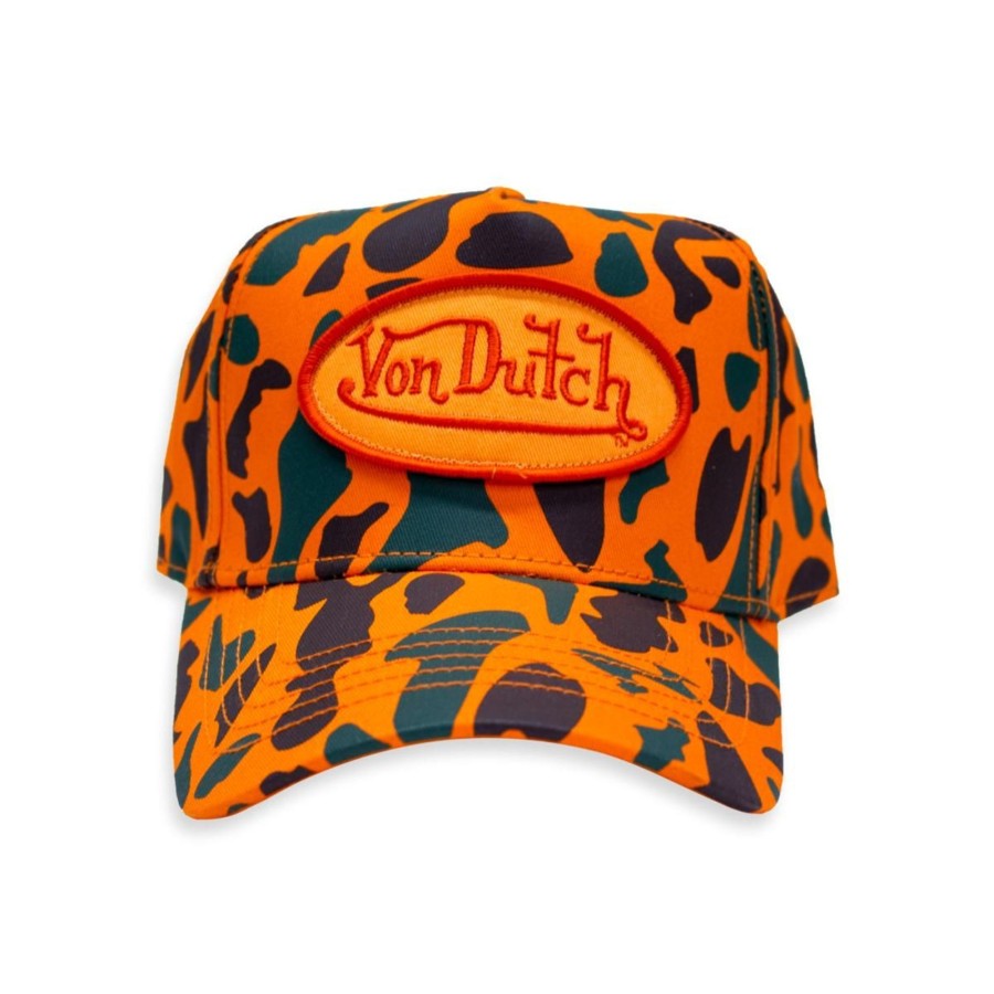 Accessories Von Dutch | Von Dutch Paris Hilton Orange Camo Trucker Hat Unisex Vdht242