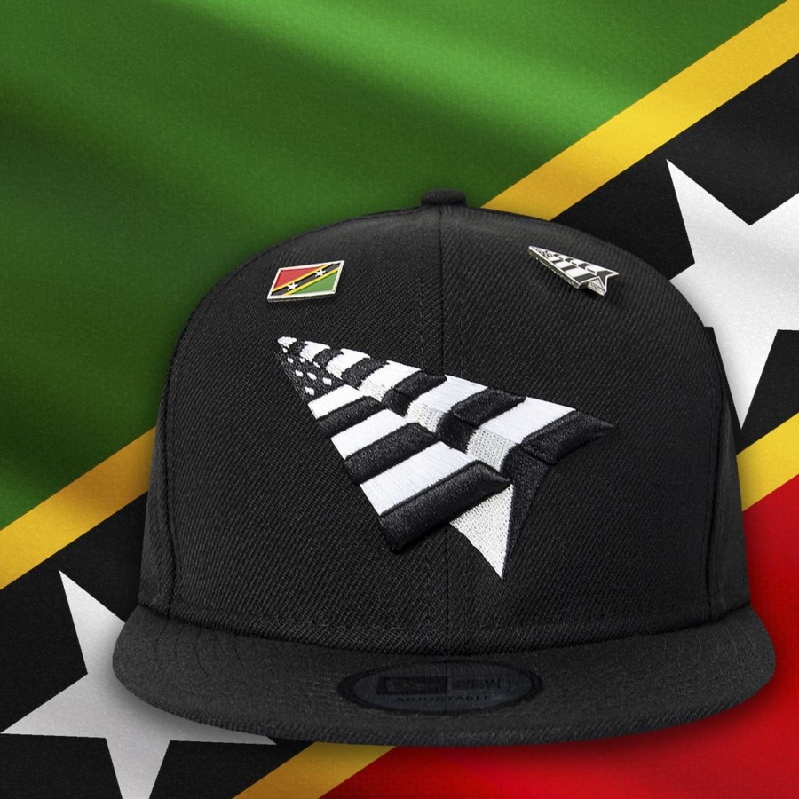 Accessories Paper Planes | Men Paper Planes St. Kitts & Nevis Snapback By Paper Planes Of (Black Color) For Only $60.00 - 150027-Blk