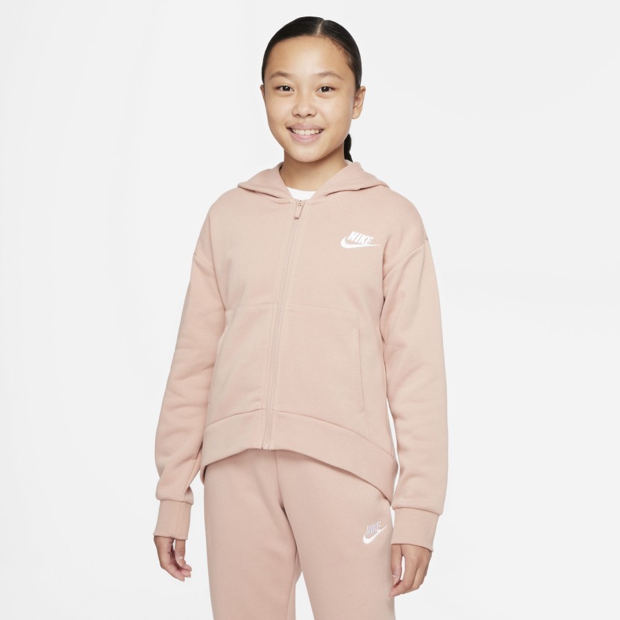 Apparel Nike | Nike Girl Nsw Club Flece Full-Zip Hodie Dc7118-609 By Nike Of (Red Color) For Only $45.00 - Dc7118-609