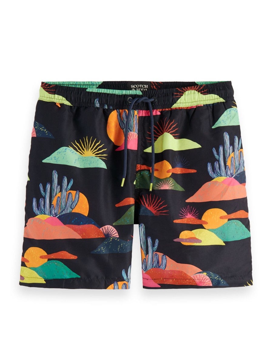 Apparel Scotch & Soda | Scotch Printed Swimshort Men'S By Scotch & Soda Of (Black Color) For Only $59.00 - 166786-0217