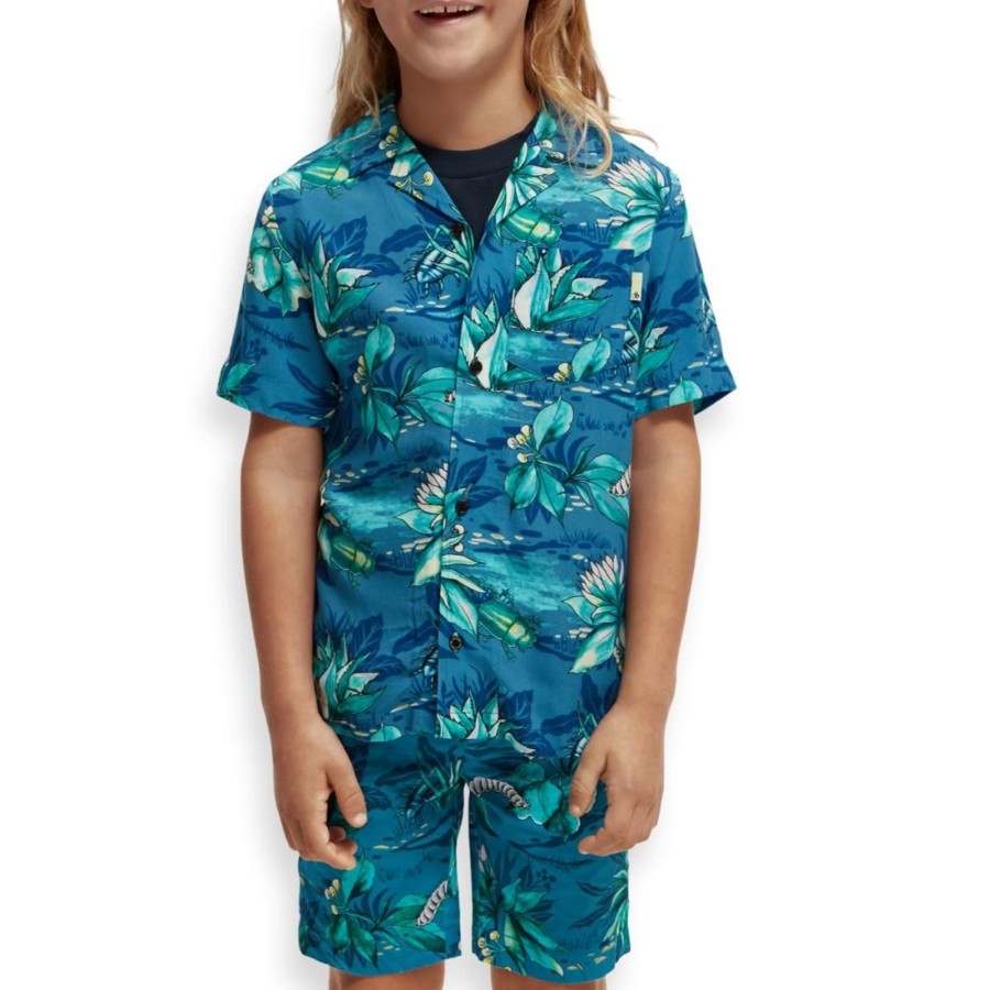 Apparel Scotch & Soda | Relaxed Fit Printed Camp Shirt Boys