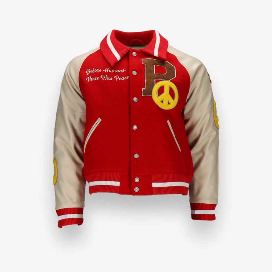 Apparel The Peaceful People | Red Varsity Jacket