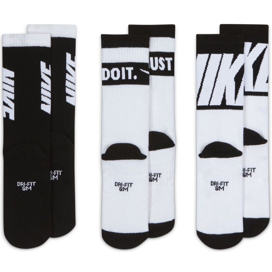 Accessories Nike | Nike Kids' Everyday Cushioned Crew Socks 3 Pack Kids Da2402-902 By Nike Of (Multicolor Color) For Only $16.00 - Da2402-902