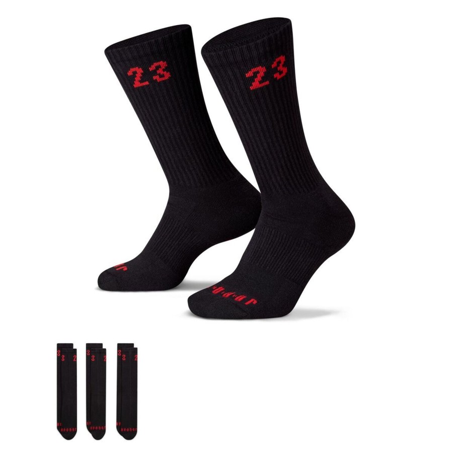 Accessories Jordan | Air Jordan Essentials Crew Socks 3 Pairs By Jordan Of (Black Color) For Only $18.00 - Da5718-011