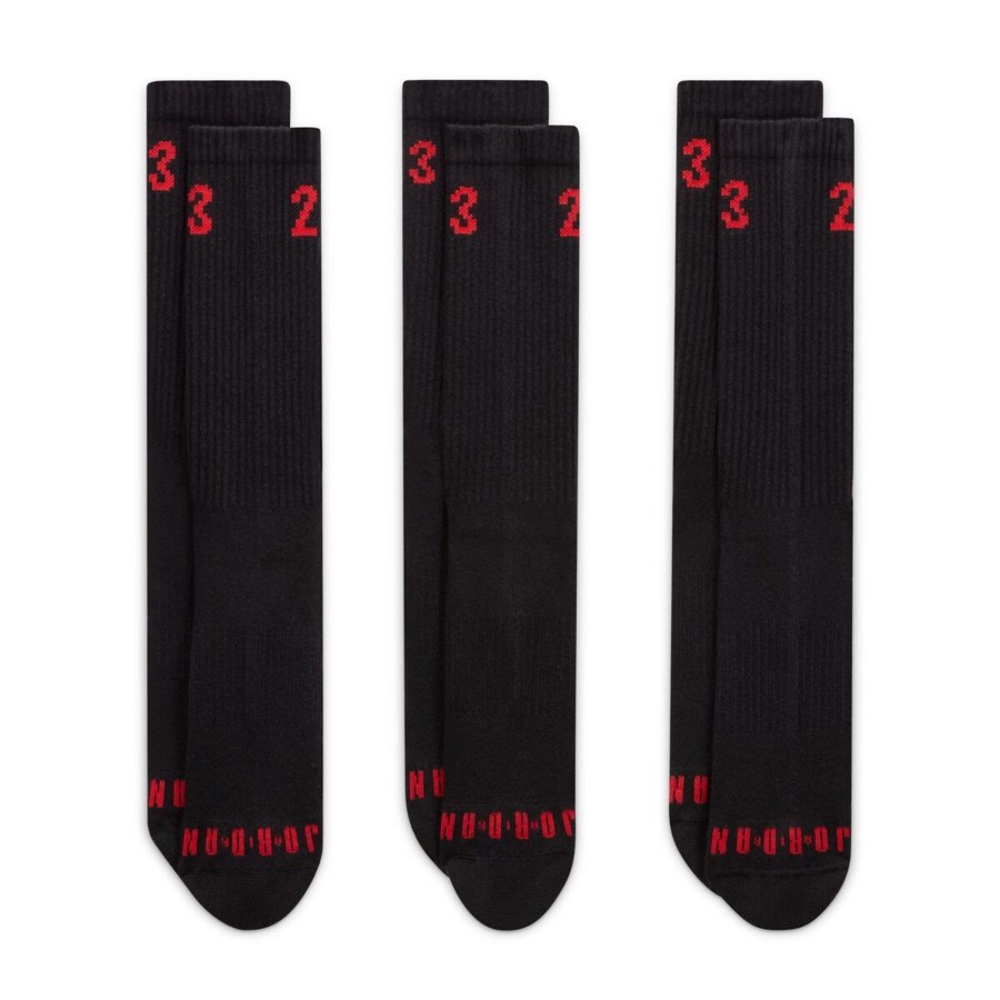 Accessories Jordan | Air Jordan Essentials Crew Socks 3 Pairs By Jordan Of (Black Color) For Only $18.00 - Da5718-011